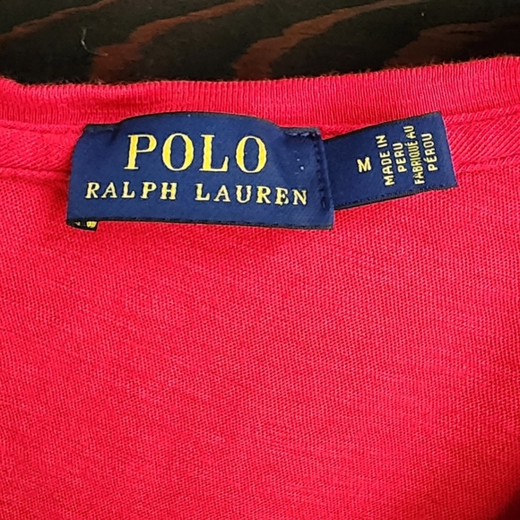 Ralph Lauren Women's Red V-Neck Tee - Picture 2 of 4